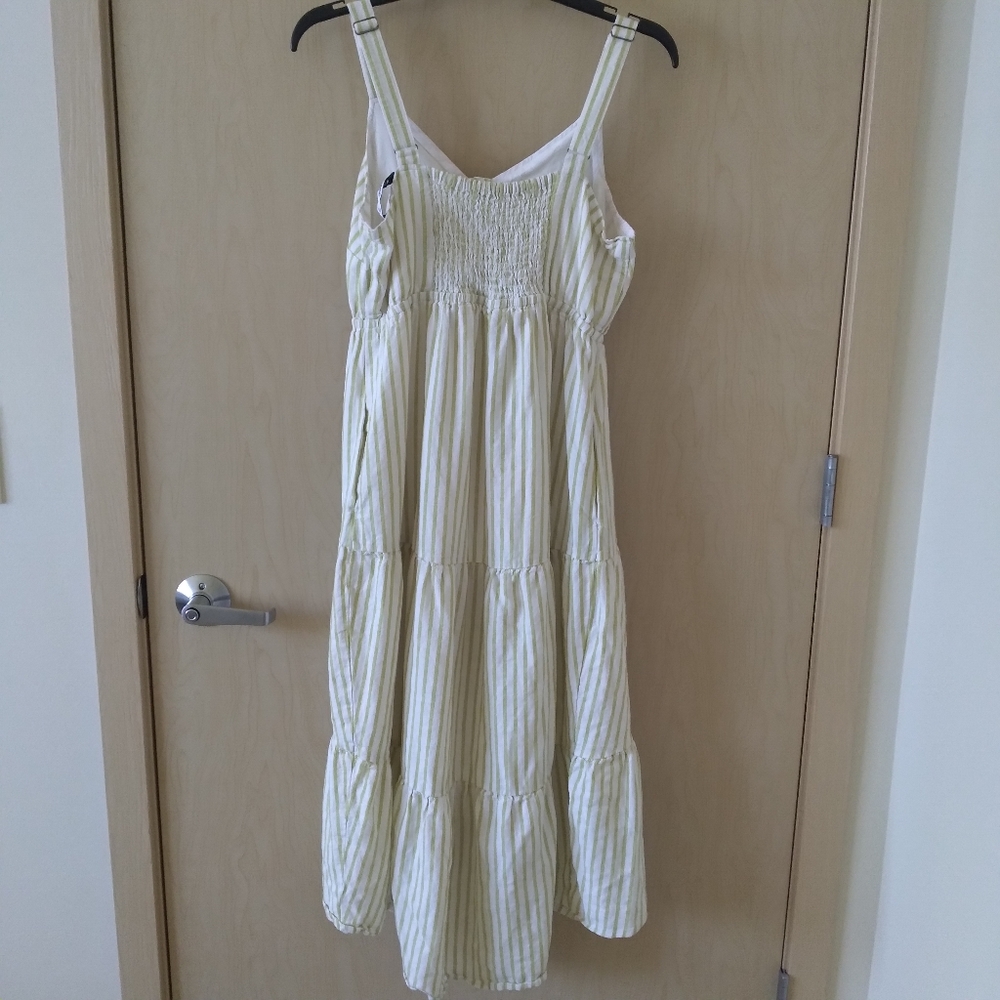 Sonoma Cottagecore Green and Cream Striped Midi Dress (M) - Picture 4 of 8